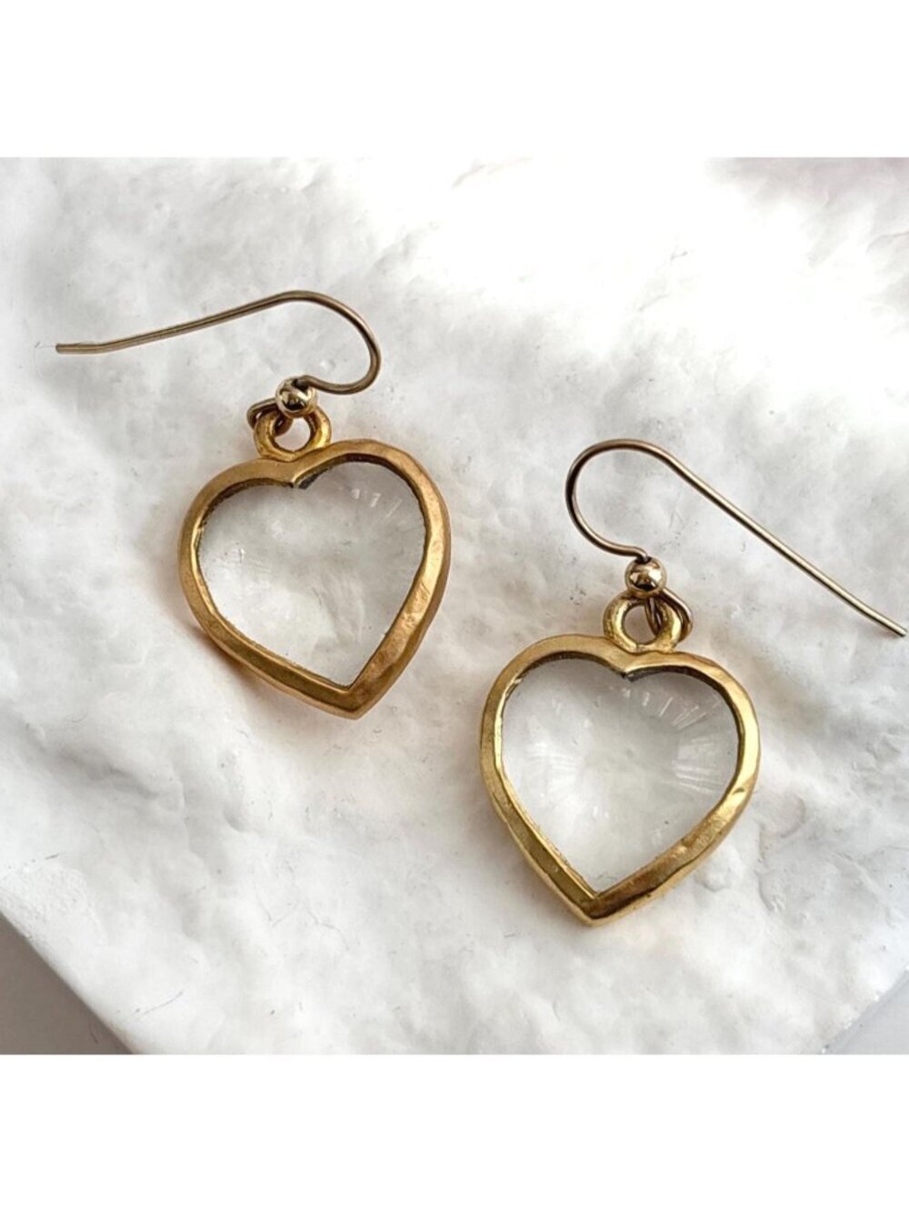 Heart Shaped Gold Toned Dangle Costume Jewelry Vintage Dangle Earrings